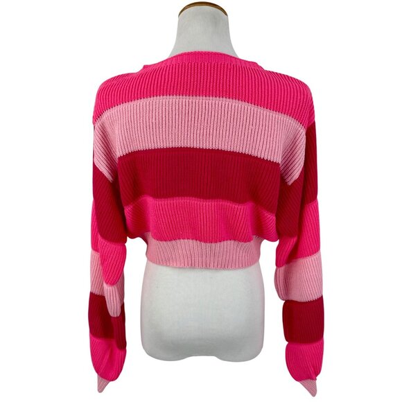 Barbiecore Cropped Hot Pink Ribbed Knit Sweater - Picture 7 of 11